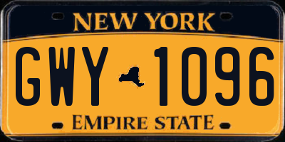 NY license plate GWY1096