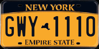 NY license plate GWY1110