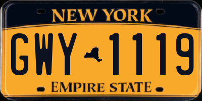 NY license plate GWY1119