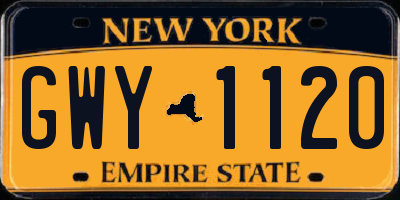 NY license plate GWY1120