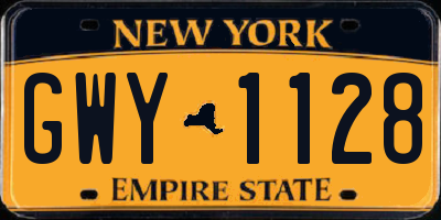 NY license plate GWY1128