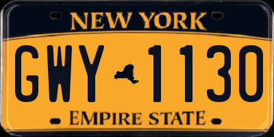 NY license plate GWY1130