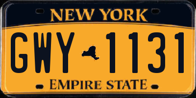 NY license plate GWY1131