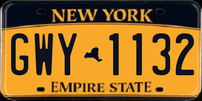 NY license plate GWY1132