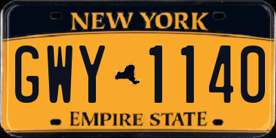 NY license plate GWY1140