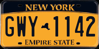 NY license plate GWY1142