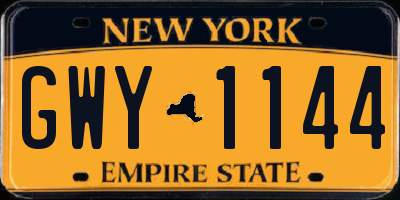 NY license plate GWY1144