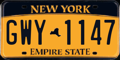 NY license plate GWY1147