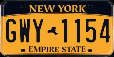 NY license plate GWY1154