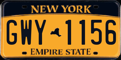 NY license plate GWY1156