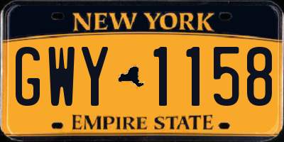 NY license plate GWY1158