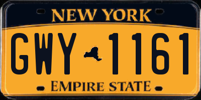 NY license plate GWY1161