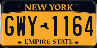 NY license plate GWY1164