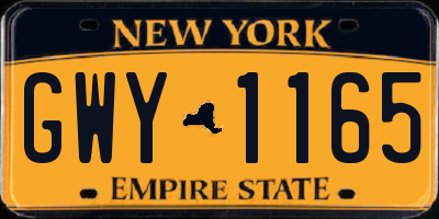 NY license plate GWY1165