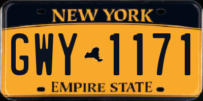 NY license plate GWY1171