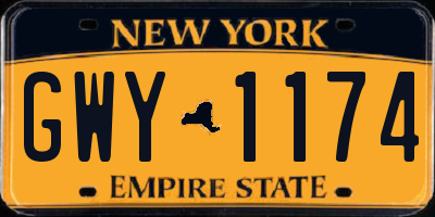 NY license plate GWY1174