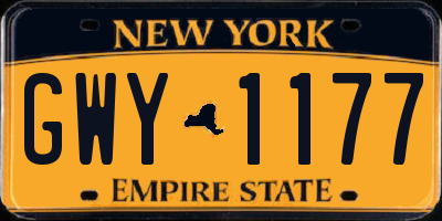 NY license plate GWY1177