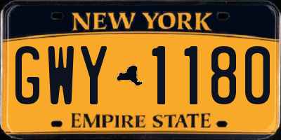 NY license plate GWY1180