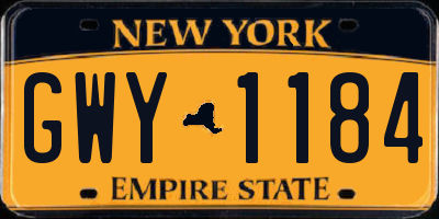 NY license plate GWY1184