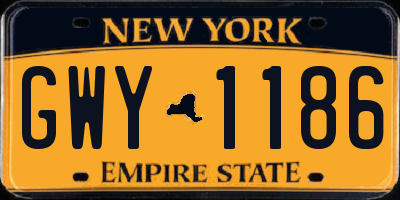 NY license plate GWY1186