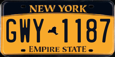 NY license plate GWY1187