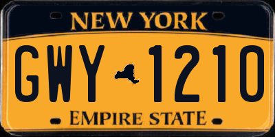 NY license plate GWY1210