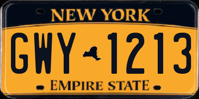 NY license plate GWY1213