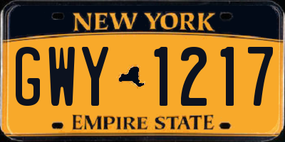 NY license plate GWY1217