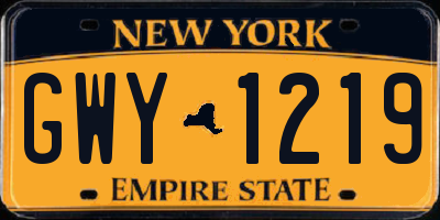 NY license plate GWY1219