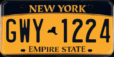 NY license plate GWY1224