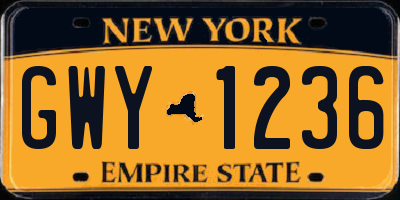 NY license plate GWY1236