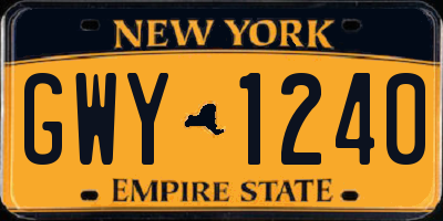 NY license plate GWY1240