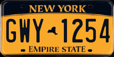 NY license plate GWY1254