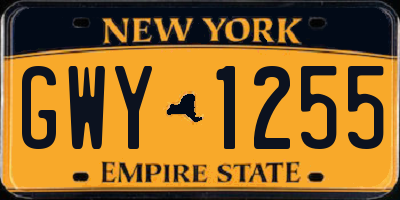 NY license plate GWY1255