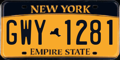 NY license plate GWY1281