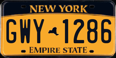 NY license plate GWY1286