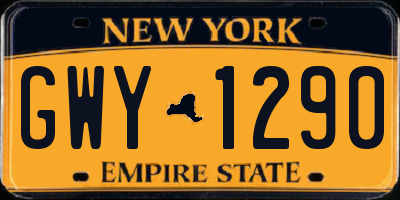 NY license plate GWY1290