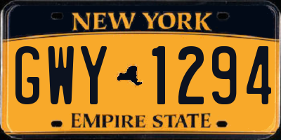 NY license plate GWY1294