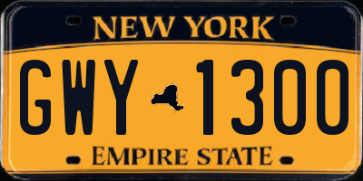 NY license plate GWY1300