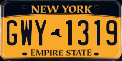 NY license plate GWY1319