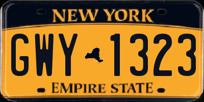 NY license plate GWY1323