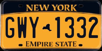 NY license plate GWY1332