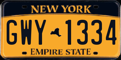 NY license plate GWY1334