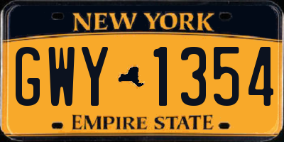 NY license plate GWY1354