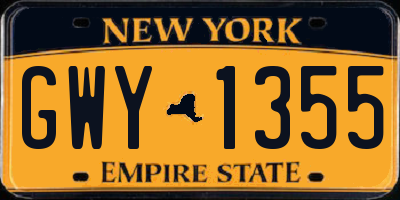 NY license plate GWY1355