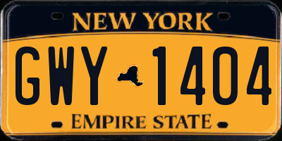 NY license plate GWY1404