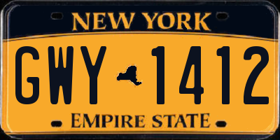 NY license plate GWY1412