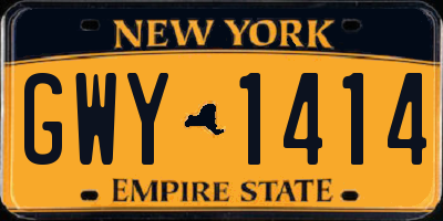 NY license plate GWY1414