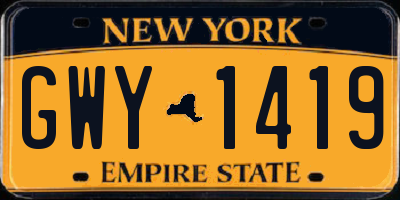 NY license plate GWY1419