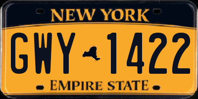 NY license plate GWY1422